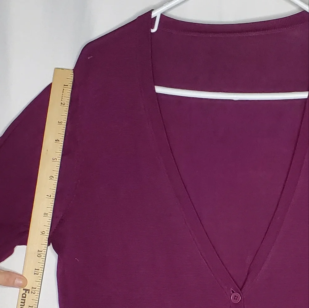 Coldwater Creek Button Cardigan Women 1X V-Neck‎ Purple Silk Cotton Knit Preppy
